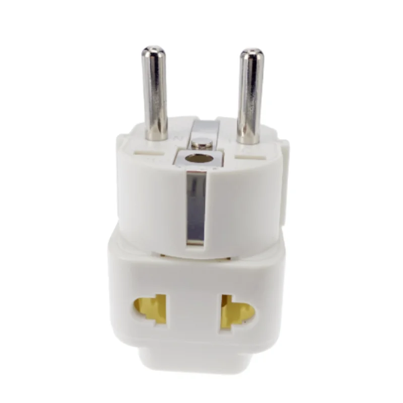 Universal Travel Plug Adapter - White, Black, & Copper - Compatible with EU Type E/F Outlets
