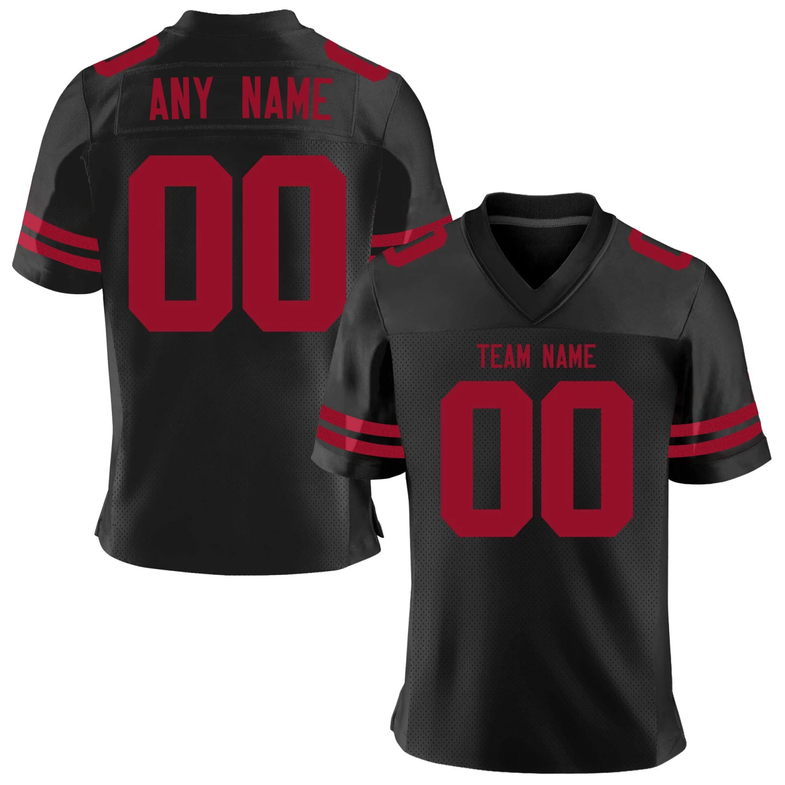 Custom American Football Jersey, Personalized Red Jersey Shirt with Printed Team Name Number, Football Top for Men Women Youth view 4