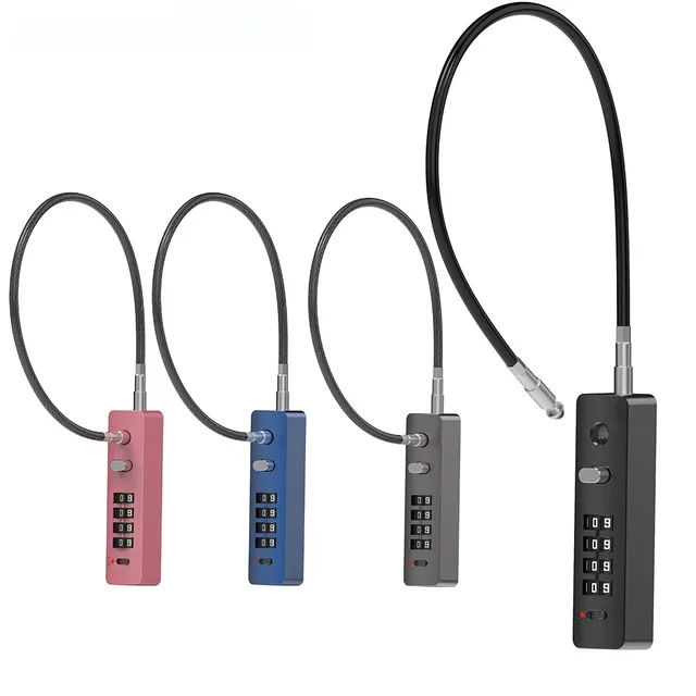 4 Digit Combination Long Rope Cable Lock Resettable Code for Bicycle Locker File Cabinet Padlock 6