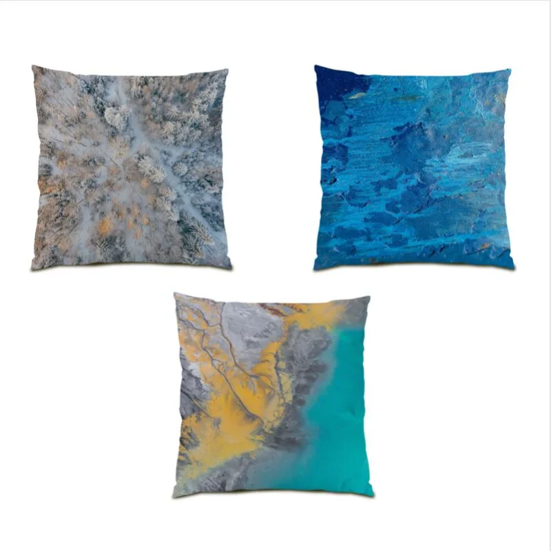

New Landscape Natural Cushion Cover 45x45 Bed Living Room Decoration Velvet Square Throw Pillow Covers Print Tropical Palm E0847