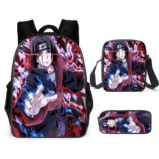 MXBC Anime Naruto Backpack School Bag Three-Piece Men's and