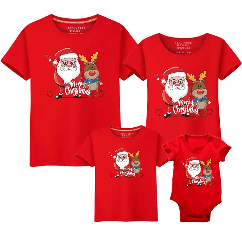 thumbnail image 1 of Conjuntos familiares a juego Conjunto familiar navideño Camiseta Madre Niños Padre Hijo Mameluco rojo para bebé Árbol de Navidad Ciervo Ropa de Papá Noel, 1 of 5