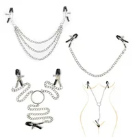 Brustklemme, Nippelklemme, Sexspielzeug mit Kette, Festish Sextoy, Edelstahl, Metall, Sexsklaven, SM-Kit, 3 Clips, 3 Ketten-Set 1