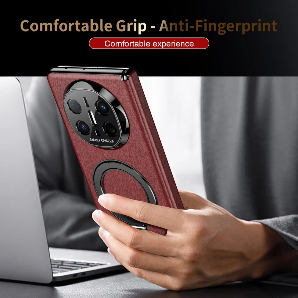 Luxury Leather Rotatable Multi-Functional Magnetic Stand Case with Camera Protection