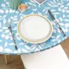 Fitted Round Plastic Vinyl Table Cloth Flannel Backing Elastic Edge Waterproof Table Protector for Dining Room Table Cover 3