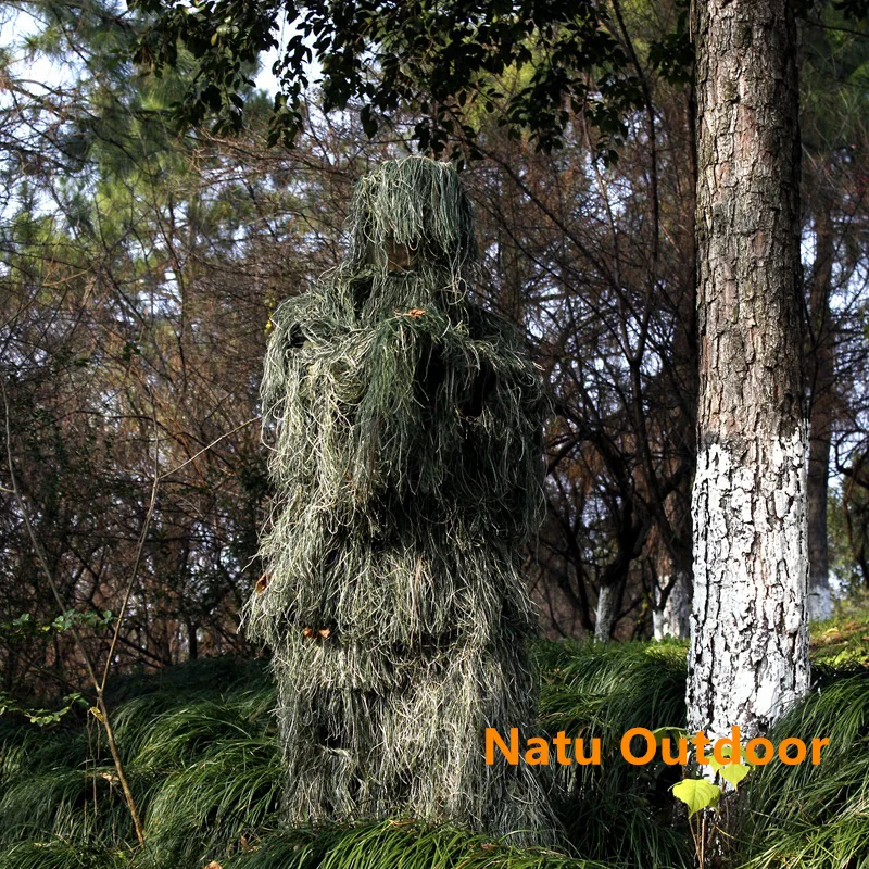 Tactical Camouflage Clothing 3D Withered Grass Ghillie Suit 5 PCS Sniper Military Hunting Suit Army Hunting Clothes Birding Suit