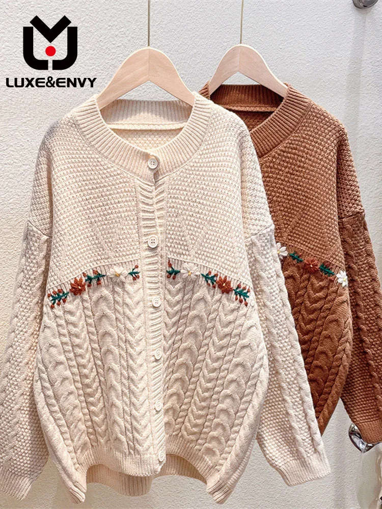 

LUXE&ENVY Sen Sweater Coat Women's Cardigan Gentle 2023 Autumn/Winter New Loose High Knitted Top Autumn 2023 Women Fashion