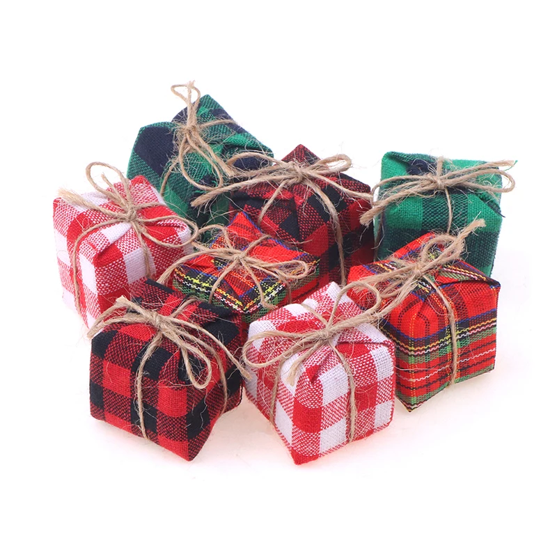 

New 2/4PCS Dollhouse Accessories 1/12 Scale Miniature Christmas Cotton Linen Gift Box Pretend Play Toy Holiday Party Decor