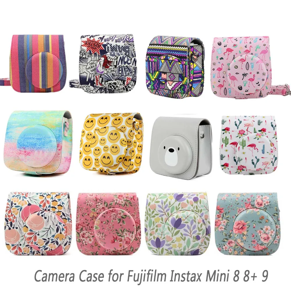 Besegad искусственная кожа сумка для переноски камеры чехол с ремешком Fujifilm Instax Mini 8 +