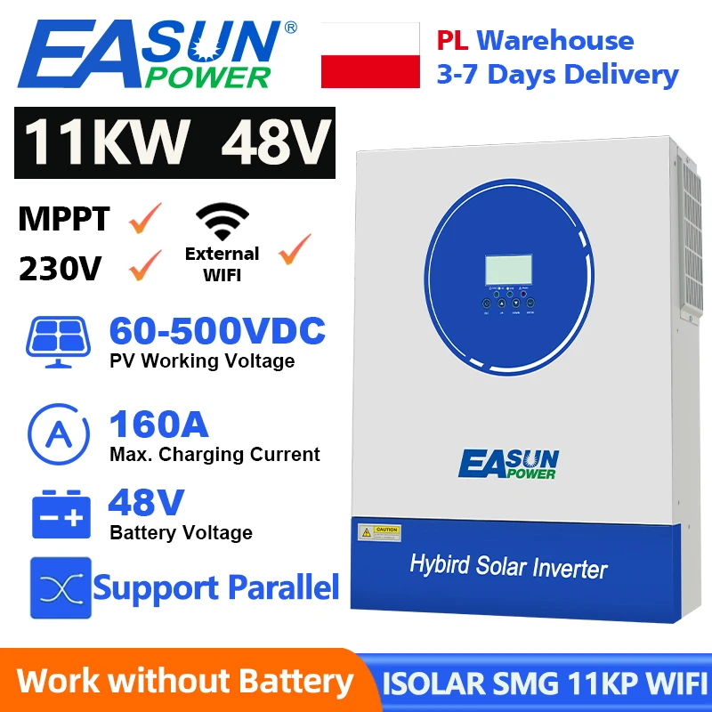 EASUN POWER 11KW Hybrid Solar Inverter 48V 160A MPPT Solar Charger PV ...