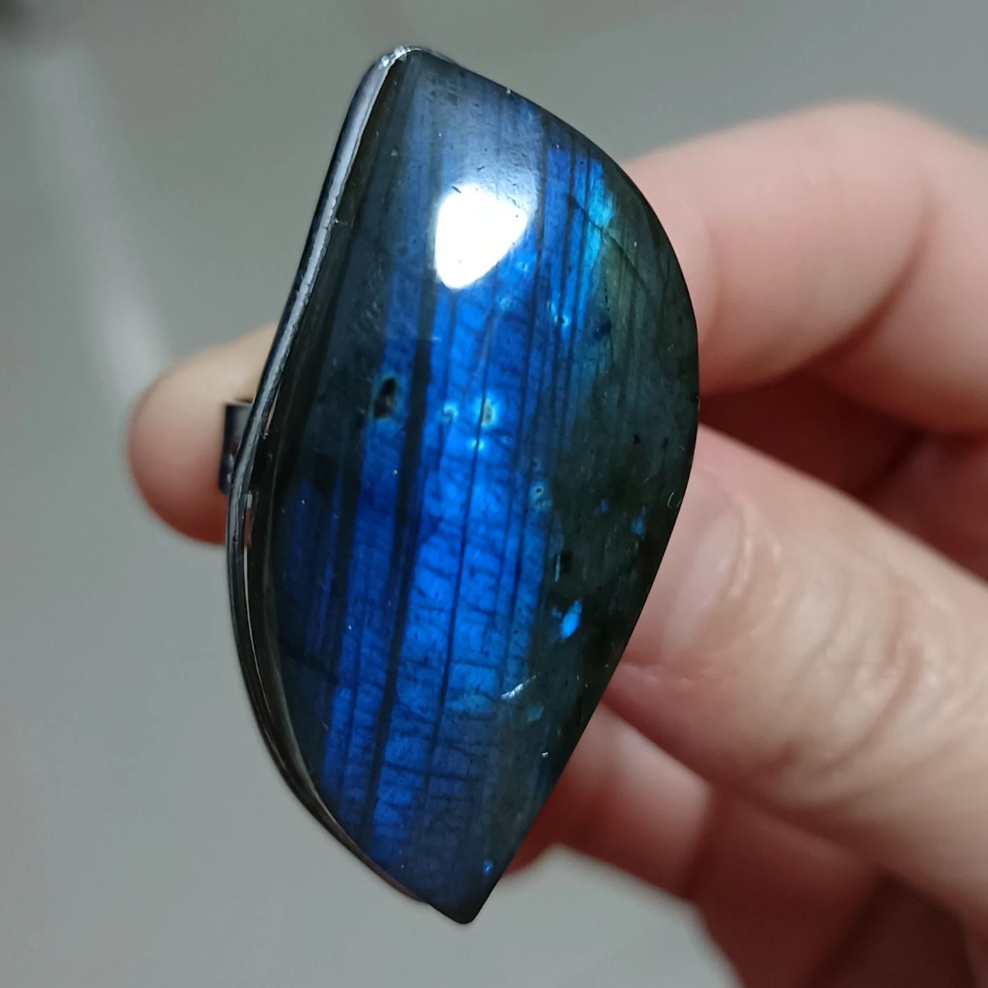 Natural Stone Irregular Shape Bead Labradorite Ring Adjustable Finger For Women Men finger ring adjustable rings