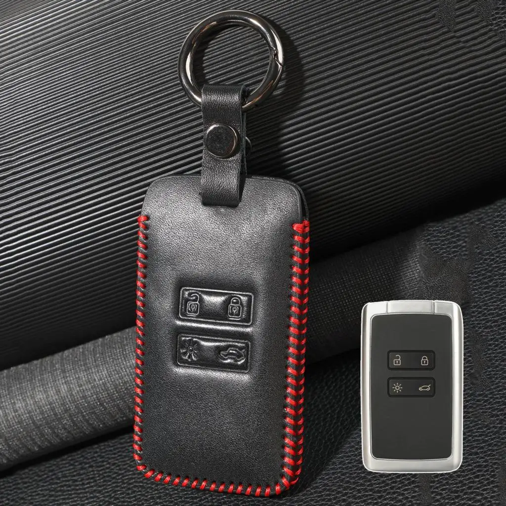 Per Renault Talisman Captur Espace Megane Clio Koleos Logan Talisman Duster Pu Leather Key Cover Holder Case Protector 4 Button