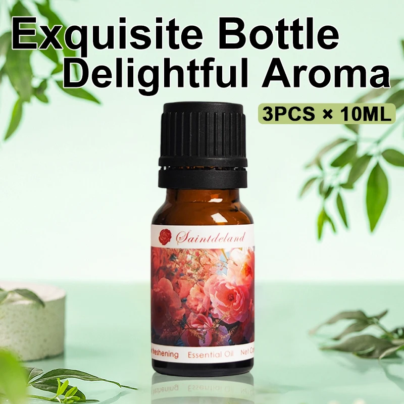 Lot de 3 recharges de 10 ml d'huiles essentielles pour diffuseur d'arômes, parfum longue durée, pour la maison et l'hôtel, avec diffuseur à bâtonnets._voghion.com