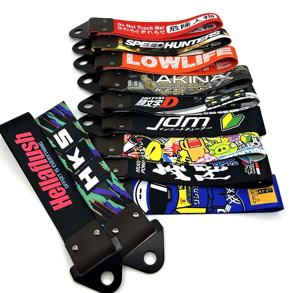 Decorative Car Tow Strap Universal JDM RACING Car Tow Auto Trailer Ropes Front and Rear Bumper Trailer Towing Strap Decor car tow decoration,car decoration strap,car tow strap,car accessories strap