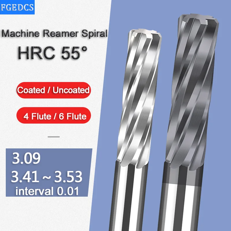 Carbide Machine Reamer Spiral 3.41 3.42 3.45 3.46 3.47 3.48 3.49 3.4 3.09 Metal Cutter 4 Flute CNC Chucking Reamer Cutting Tools