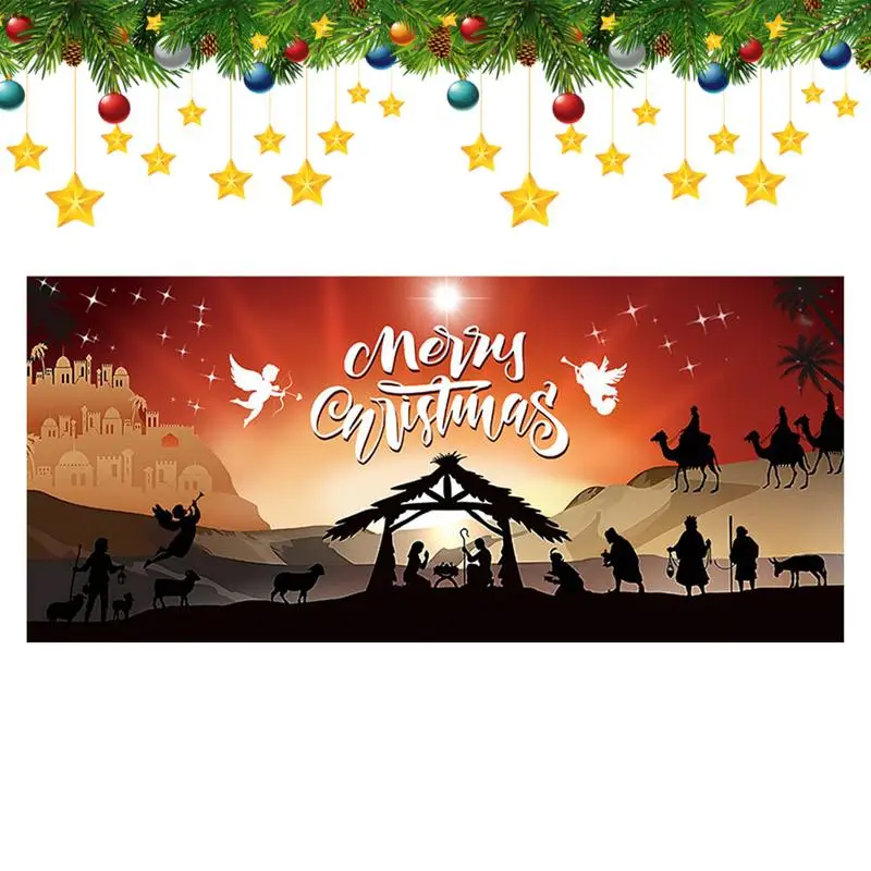 

Christmas Nativity Backdrop Nativity Holiday Background Sign Hang Christmas Garage Background For Garage Door Outdoor