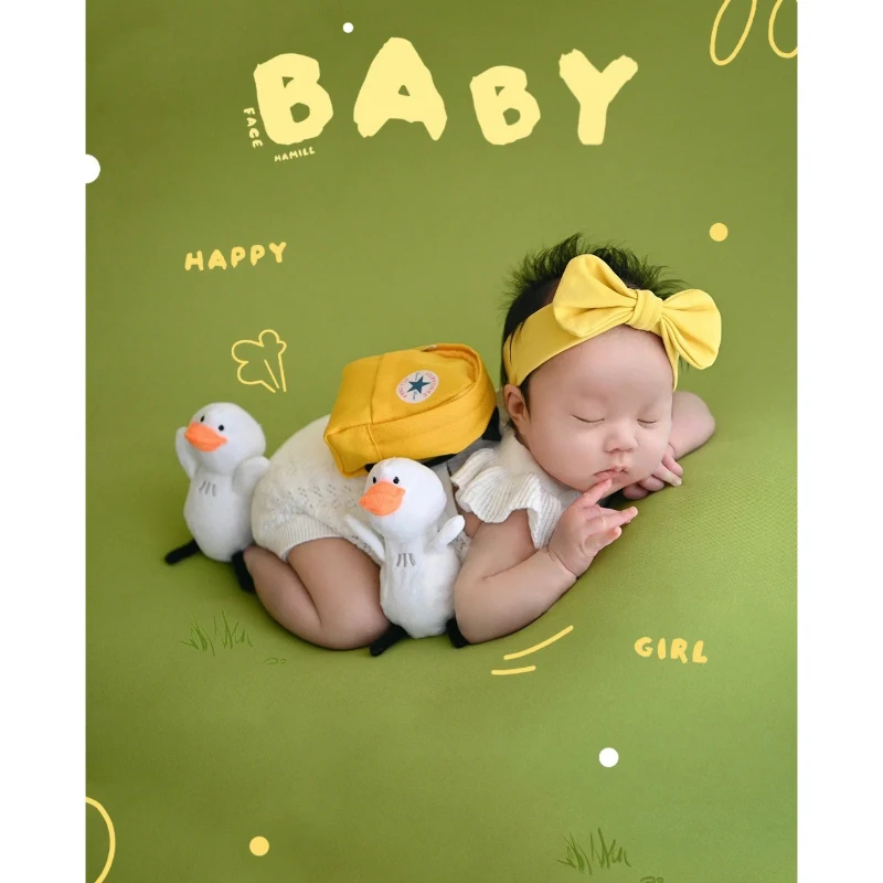 Newborn Baby Photography Props Outfits Headband Background Blanket 3pcs Ducks Cute Theme Set Studio Shooting Photo Props newborn photography props baby posing pillow bow headband eye mask kids studio photo shooting cushion background accessories