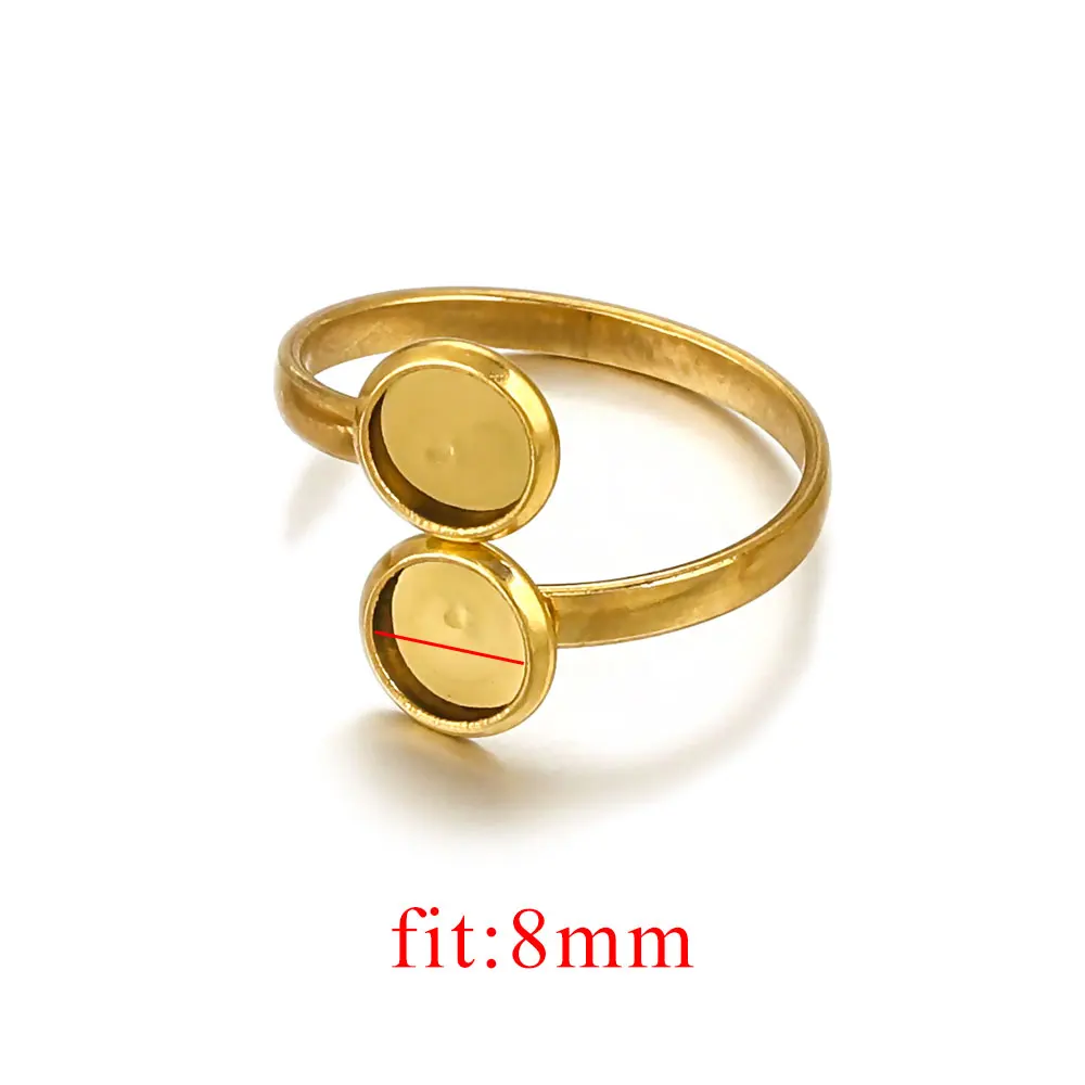 10 Stück Edelstahl vergoldet PVD Ring Einstellungen Cabochon Blanko Basen Sternform DIY Schmuckherstellung Material Teile Großhandel – Detail 17