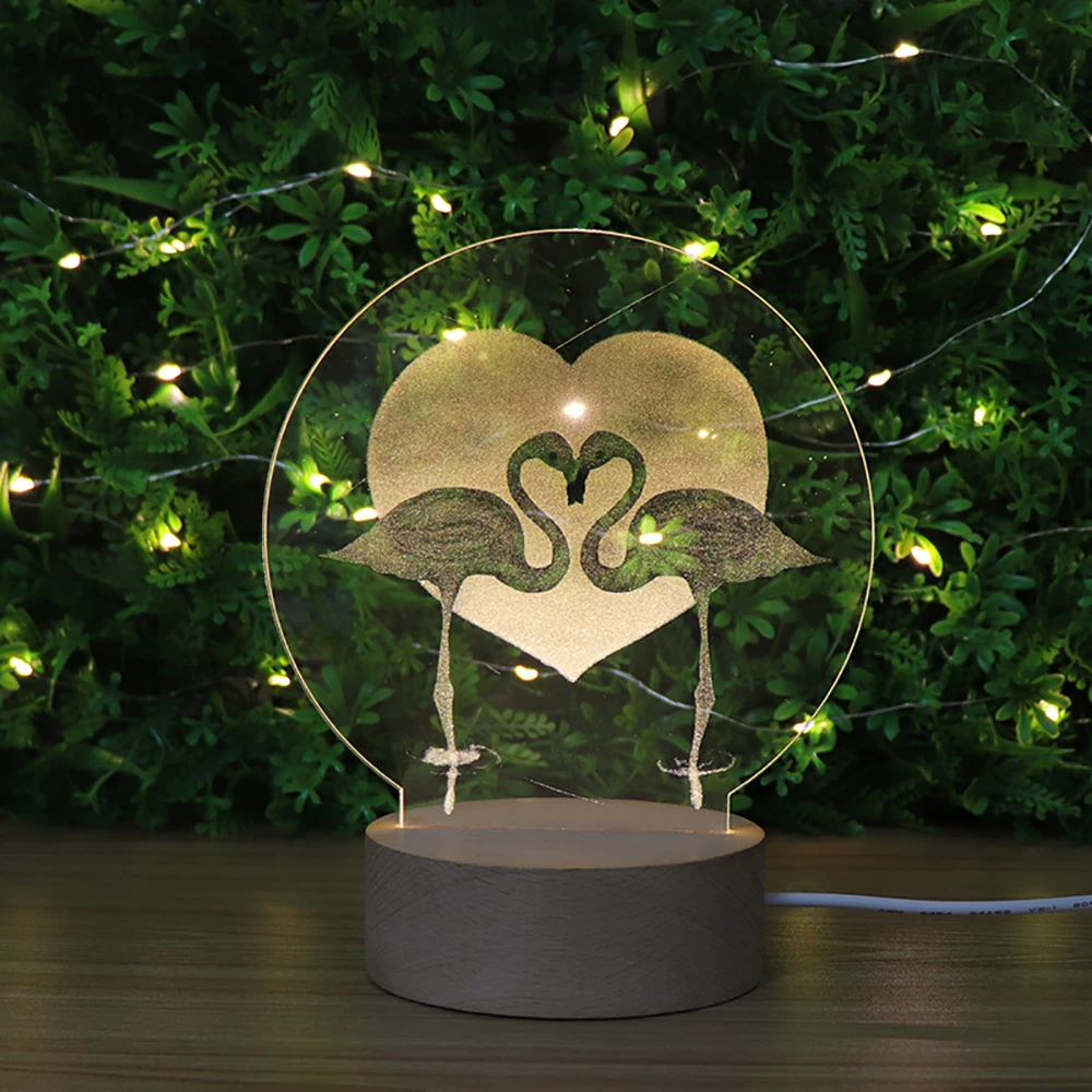 

The Flamingo 3D LED Acrylic Love Night Light USB Powered Bedroom Decoration Sleep Table Lamp for Mate, Friend, Wedding Gift