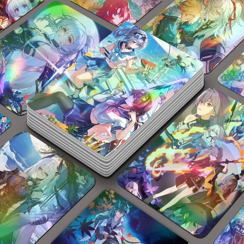 55pcs/set Game Honkai: Star Rail Laser Mini Card Anime Peripheral High Definition Creative Exquisite Photocard Fans Gift