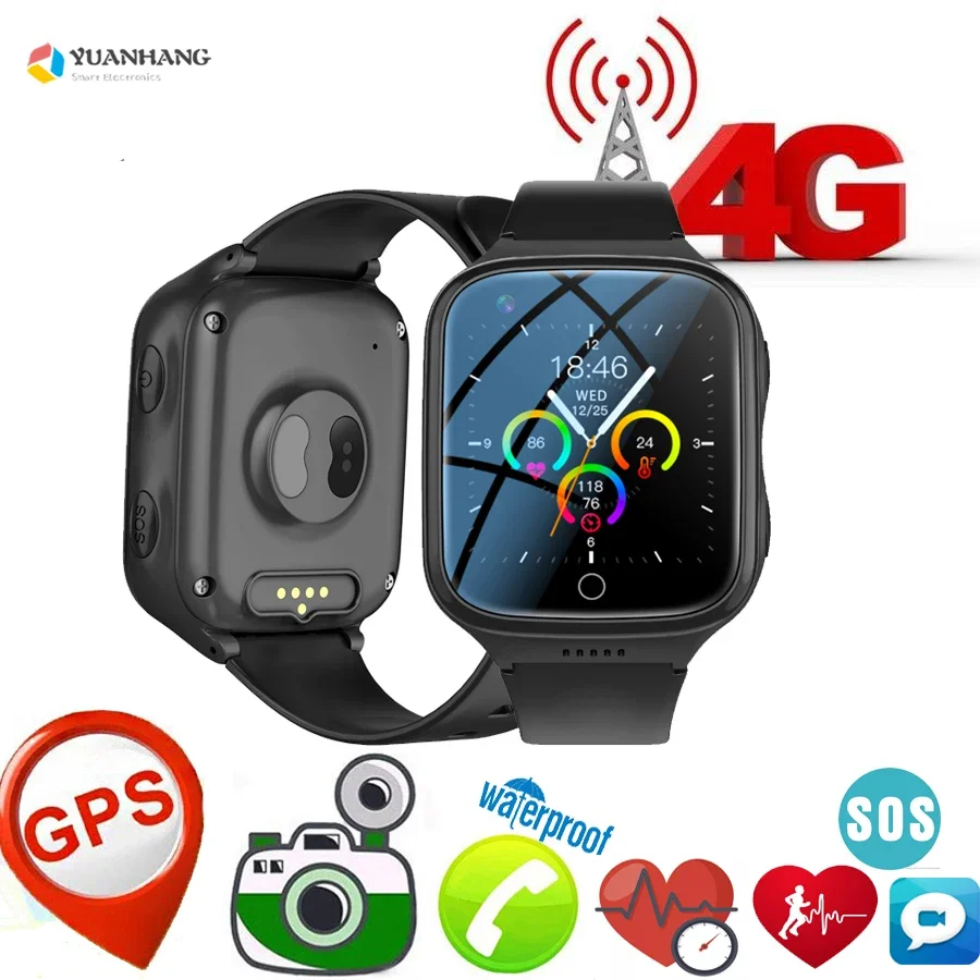 

Смарт-часы для пожилых людей с поддержкой 4G, пульсометром, тонометром, GPS, Wi-Fi