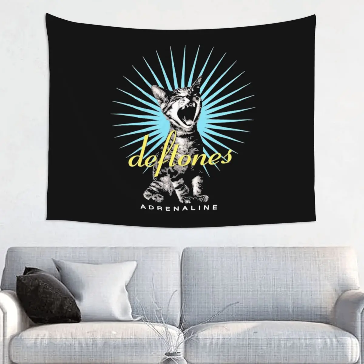 Metal Punk Rock Deftones Cat Tapestry Tessuto Colorato Wall Hanging Wall Decor Table Cover Arazzo Da Parete Psichedelico
