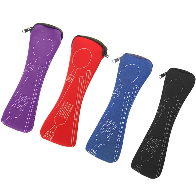 Portable Tableware Box Cutlery Travel Flatware Bag Zipper Students Household Picnic Utensils Storage Case Camping Outdoor