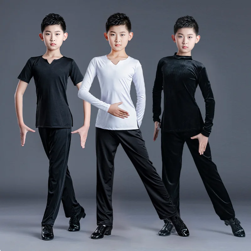 Boys Children Latin Dance Dress Practice Clothes Summer Latin Competition Performance Costumes Shirt Pants Suit
