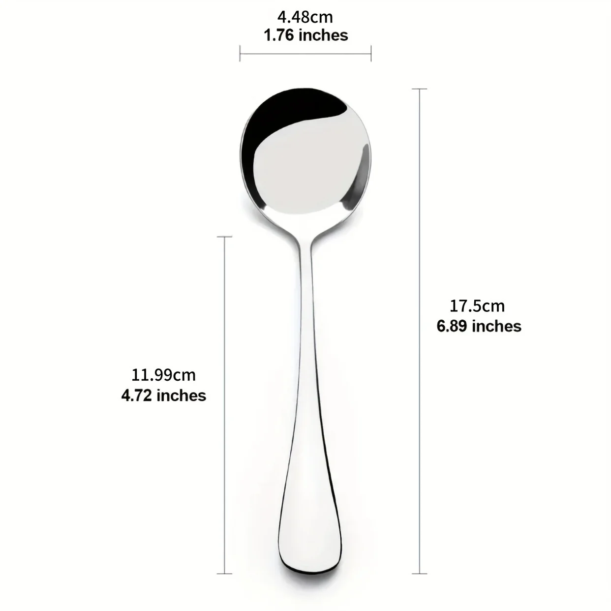 Stainless Steel Soup Spoons Set of 8, Alpha Round Spoons for Soup, Cereal, and More-Durable & Dishwasher Safe