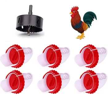 자동 치킨 피더 물통, DIY 비 방지 가금류 피더 포트 중력 피드 키트, 버킷 배럴 통 통 통