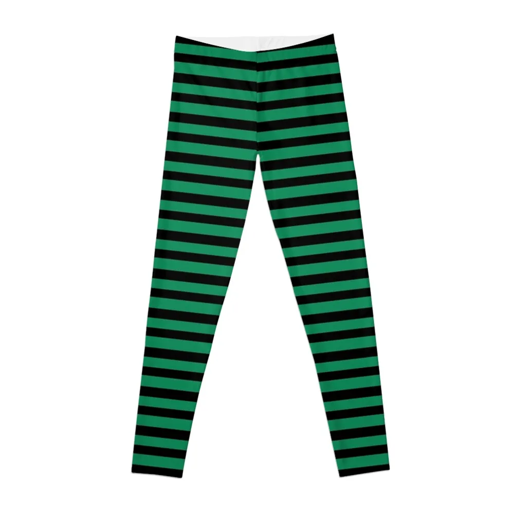 

Halloween Stripes - Black and Green - Classic striped pattern by Cecca Designs Leggings for physical Womens Leggings