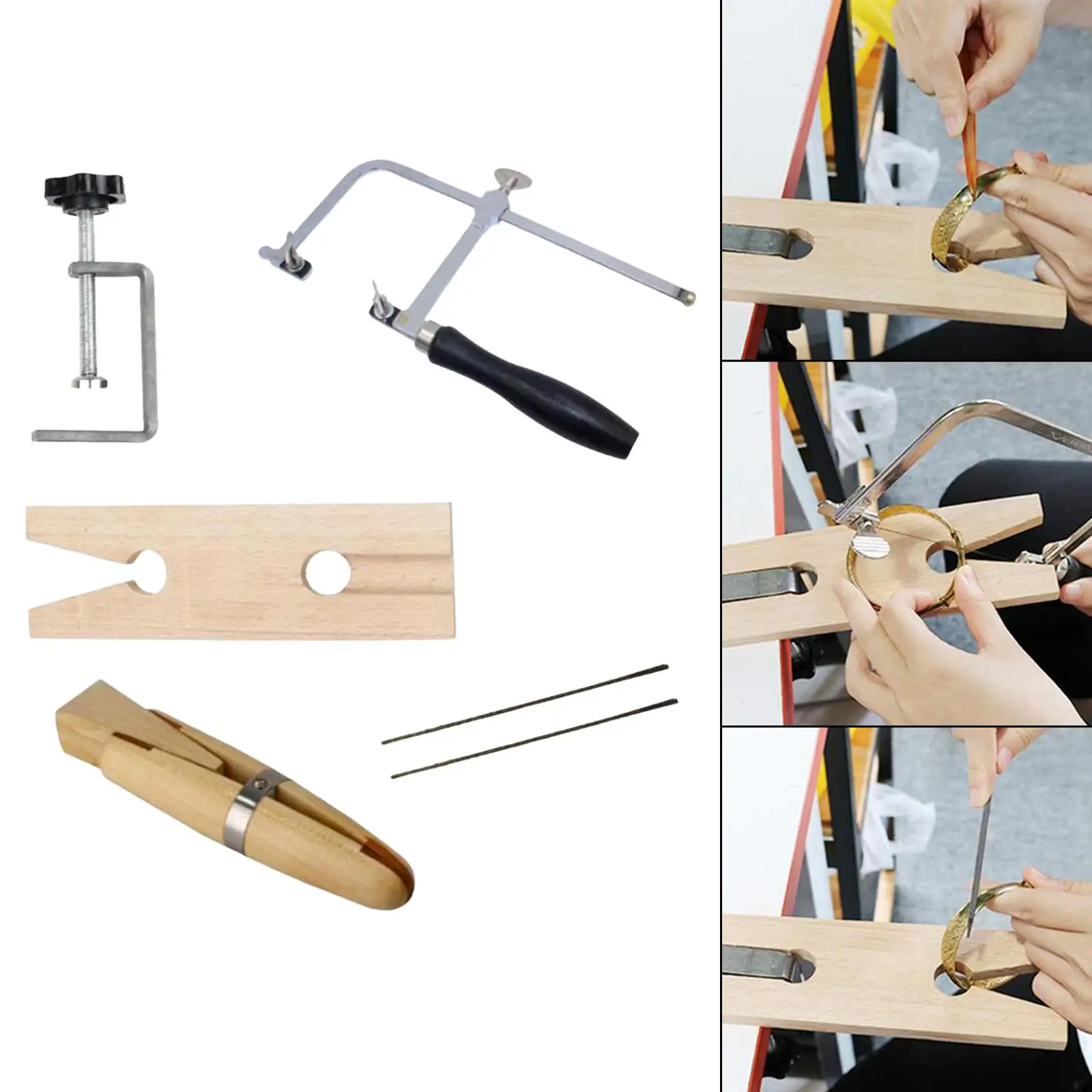 Professional Jeweler Saw Set Bench Pin Wood Metal Blades Tools Set Holder  for Processing Workbench Drilling Beading Ring Setting