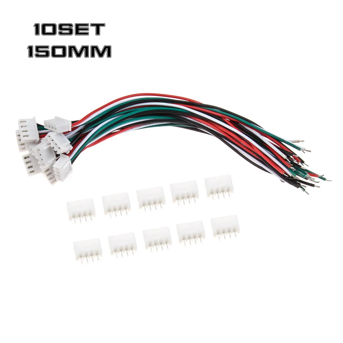 10 Set Mini Jst Xh 2.54mm 4 Pin Connector Plug With 24awg 1007 Wires 150mm Length Electricity