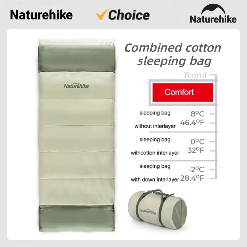 

Naturehike Envelope Camp Sleeping Bag Down Cotton Spliceable Sheet Outdoor Ultralight Travel Shawl Quilt Glamping Sleeping Bag