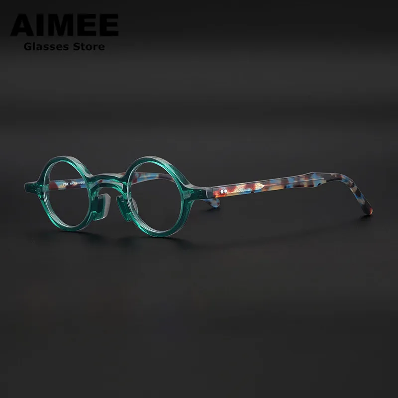 

Japanese Hand-Made Titanium Acetate Glasses Frame Men Small Retro Round Prescription Eyeglasses Women Myopia Blue Light Gafas