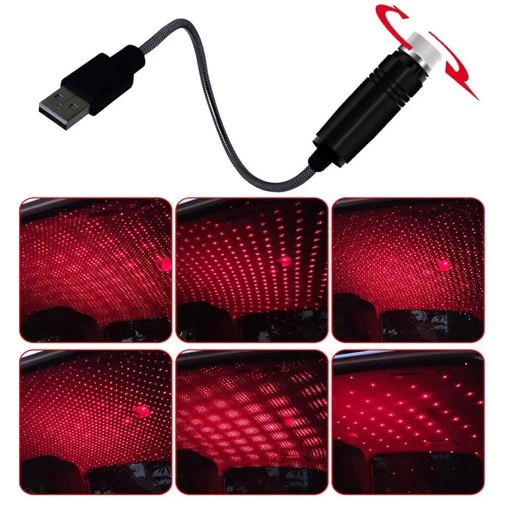 1pcs LED Car Roof Star Night Light Projector Atmosphere USB LED Adjustable Car Interior Decorative Light DJ Christmas LED Light