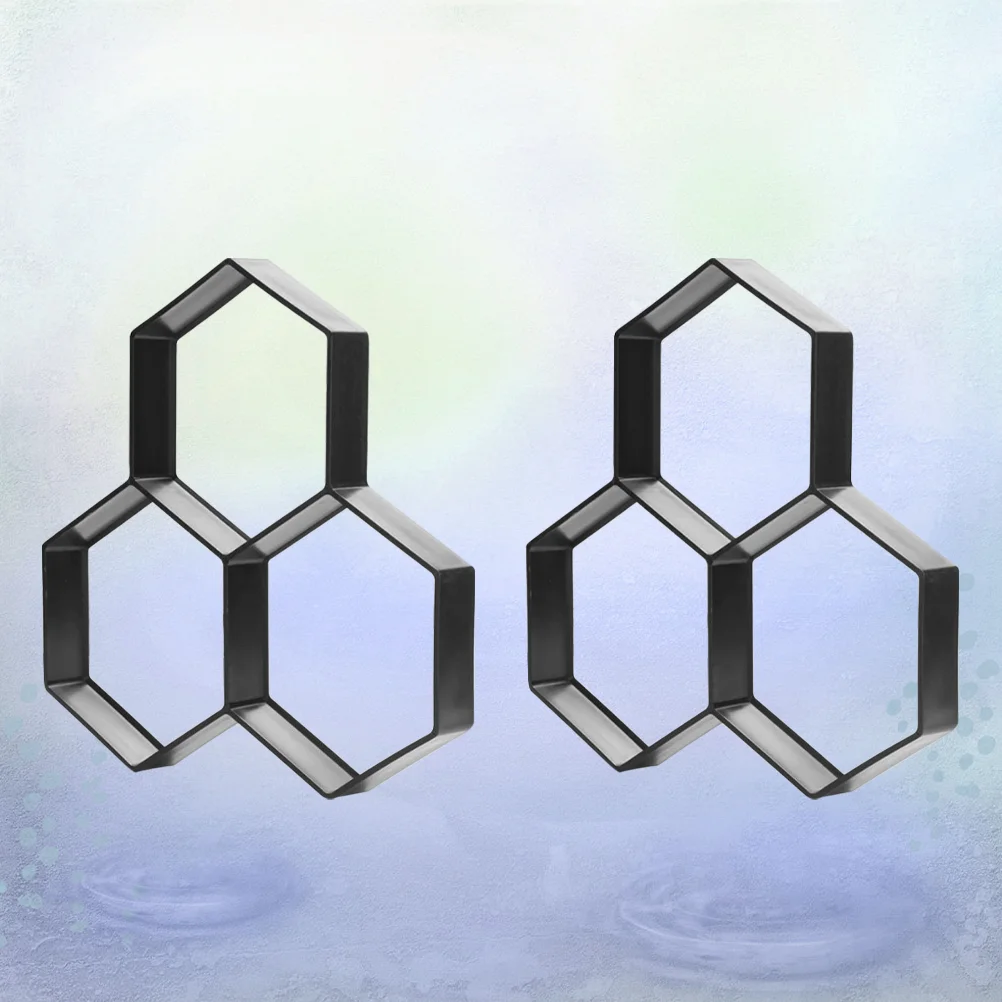2pcs Hexagon Cement Paving Mould DIY Plastic Floor Mould Garden Floor Path Tile Brick Mold Mold Supplies for Road Garden