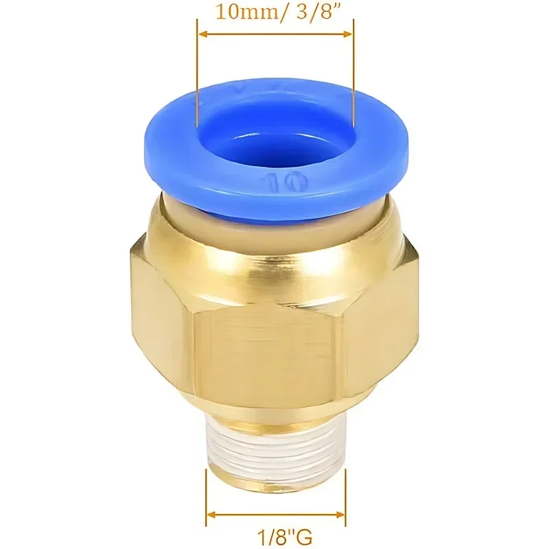 공압 에어 커넥터 PC 피팅 나사 1/8 1/4 3/8 1/2 푸시 인 에어 퀵 커넥터, 공압 부품, 4mm, 6mm, 8mm, 10mm, 12mm