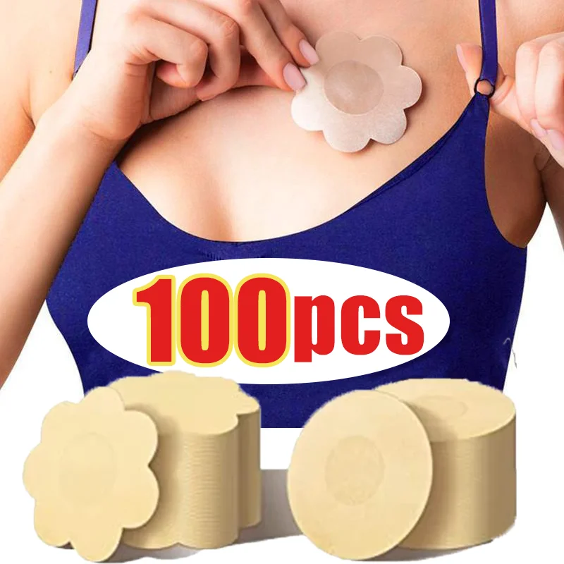 100pcsWomenInvisibleNippleCoverDisposableSelfadhesiveBreast