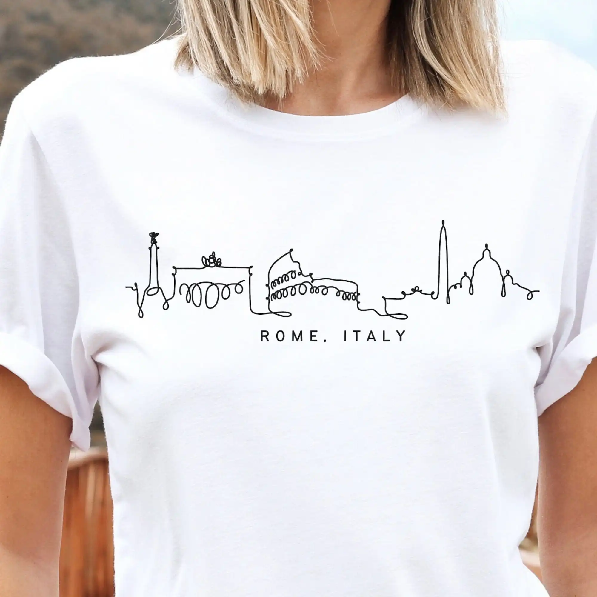 Camicia Roma Italia, Maglietta Roma Skyline Colosseum, Unisex