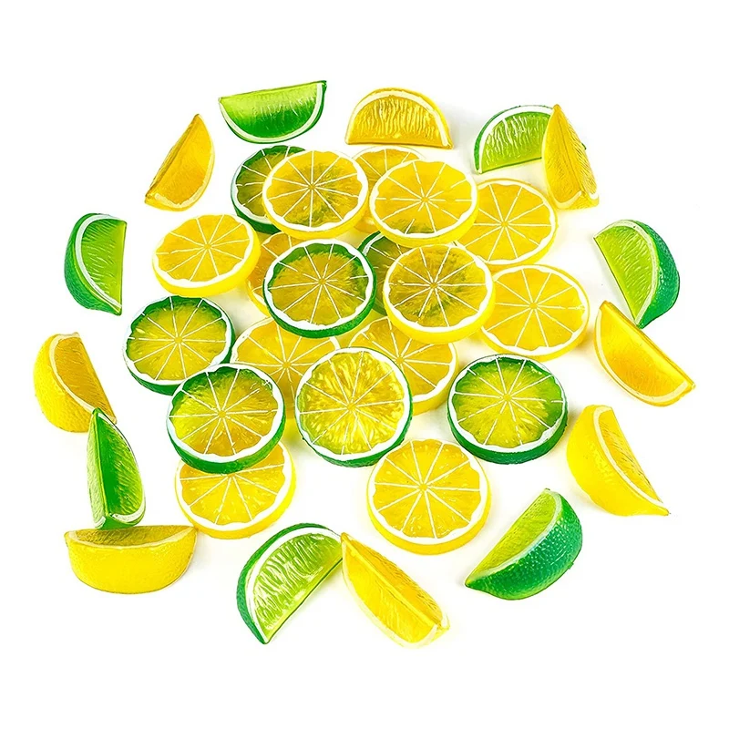 

Artificial Lemon Slices Blocks : 30Pcs Fake Lemon Slices And 20Pcs Lemon Blocks Realistic Fruit Lemon Decorations-Drop Ship