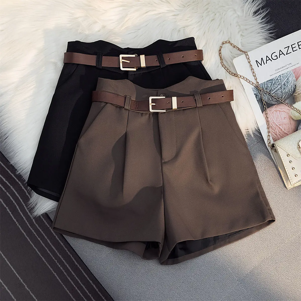 

Black Suit Wide Leg Spring Autumn Winter Women'S Baggy 2022 Trend Streetwear Shorts Female Clothing High Waist Vintage Korean