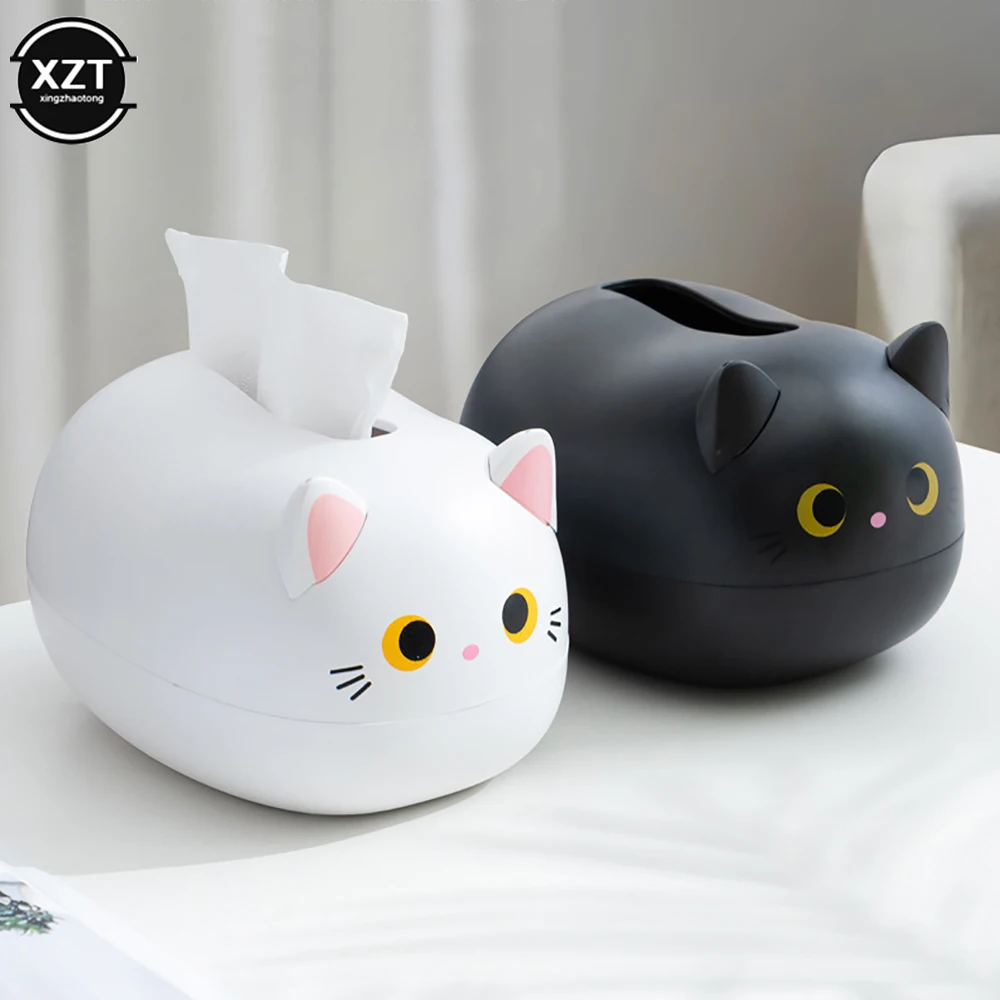 Tissue Box Kawaii Cat Tissue Box Kitchen Napkin Storage Box Wc Paper Container Desktop Toilet Paper Holder Nordic Style Home Decoration