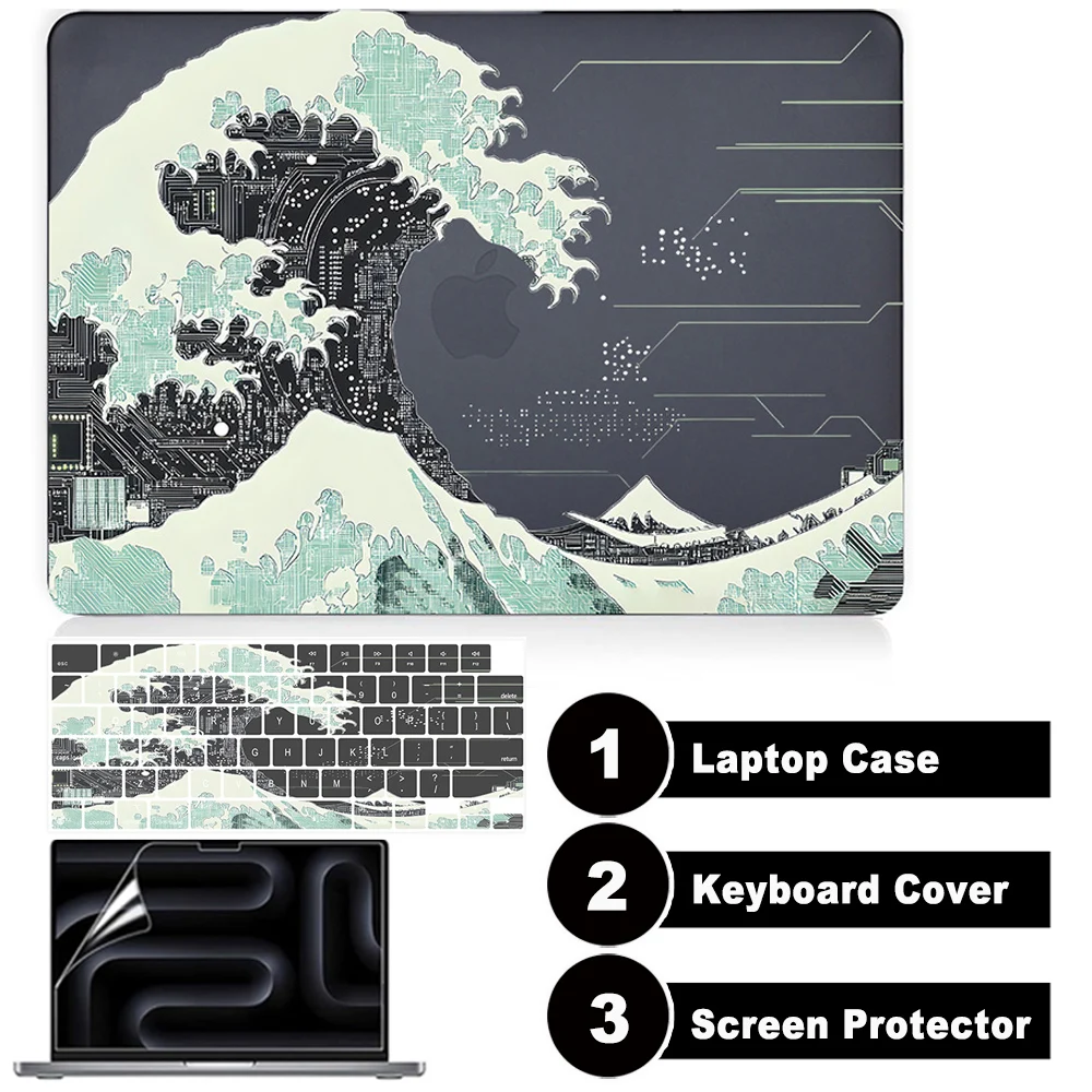 Laptop Case For Macbook Air 13.6 inch M4 M3 M2 2025 2024 2022 A3240 A3113 A2681,Ultra Thin Matte Case+Keyboard Cover+Screensaver