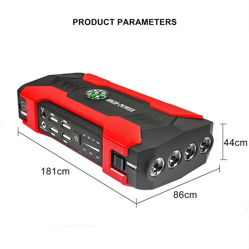 99800mAh Car Jump Starter Power 300-600A Portable Charger Car