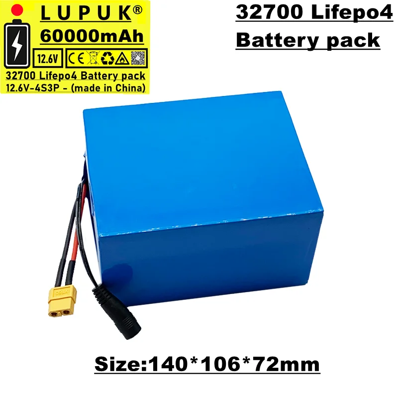 

LiFePO4 32700 cell pack, 4s3p, 12.6v, 60ah, built - in with BMS, suitable for electric bicycle cells, UPS, Solar Cells, etc.