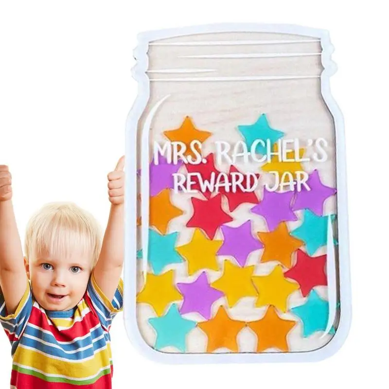 1 Piece-Kids Reward Jar With Star Classroom Reward Jar With 25pcs Tokens Chore Chart Gifts For Kids Birthday Gift