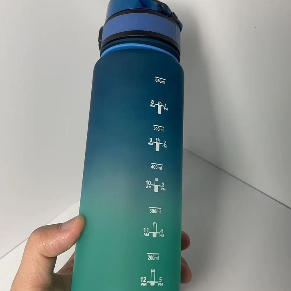 Gradient Sports Water Bottle - Large Capacity, Leakproof, with Time Marker for Outdoor Fitness & Travel (650ML)