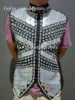 Male Singer Bar Nightclub Stage Crystal Sequins Vest Performance Clothes Drum Dance Coat Sparkly Rhinestones Mirror Waistcoat 4