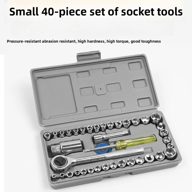 New 40-piece Set of Automotive and Motorcycle Combination Tool Socket Set Toolbox, Wrench Socket Combination Tool Bag